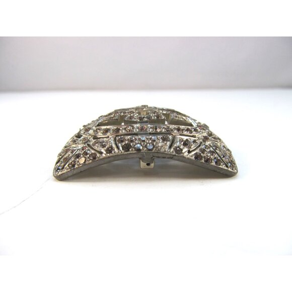 Antique Art Deco Silver Tone Rhinestone Rectangular Belt Buckle main image 7